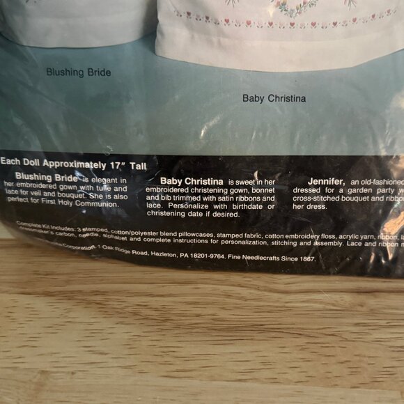 Bucilla Pillowcase Dolls  33212 Gallery 1992 Stitches Bride Christina Jennifer - Picture 3 of 5